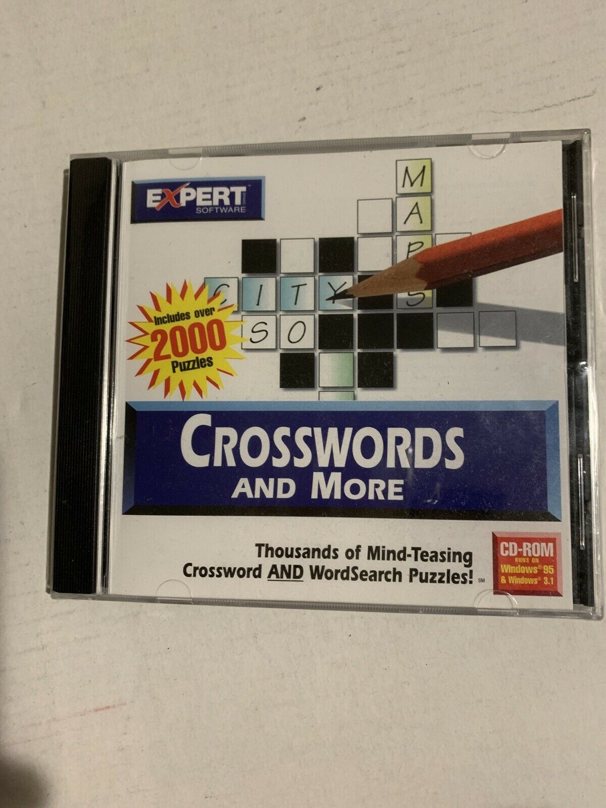 *New Sealed* Crosswords And More - Over 2000 Puzzles (PC CDROM, 1997) Win95