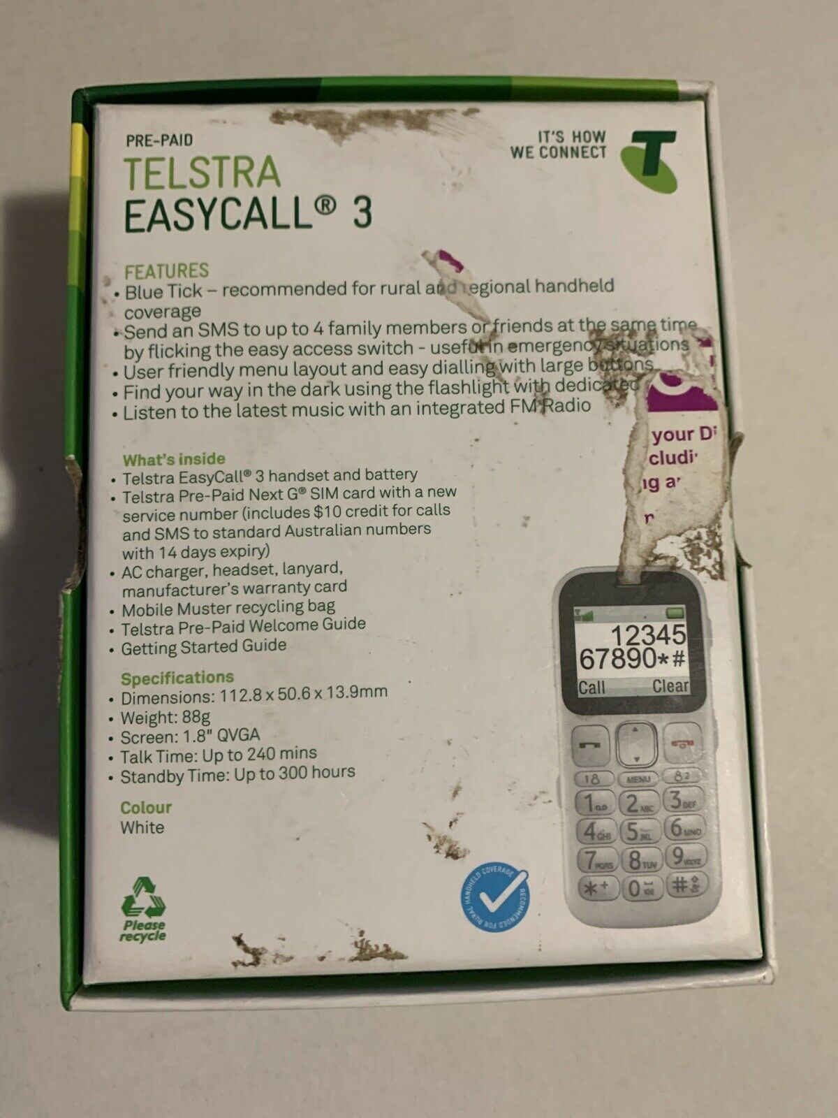 Telstra EasyCall 3 ZTE T303 Next G - Bluetick with Big Buttons Mobile Phone