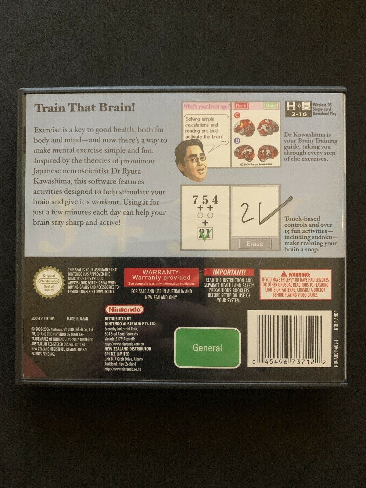 Dr Kawashima’s Brain Training includes Sudoku - Nintendo DS Game with Manual