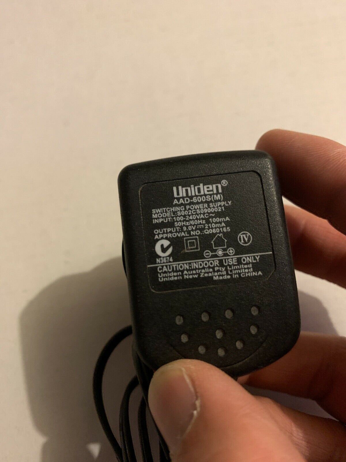 Genuine Uniden AAD-600S(M) AC Adapter 9V 210mA
