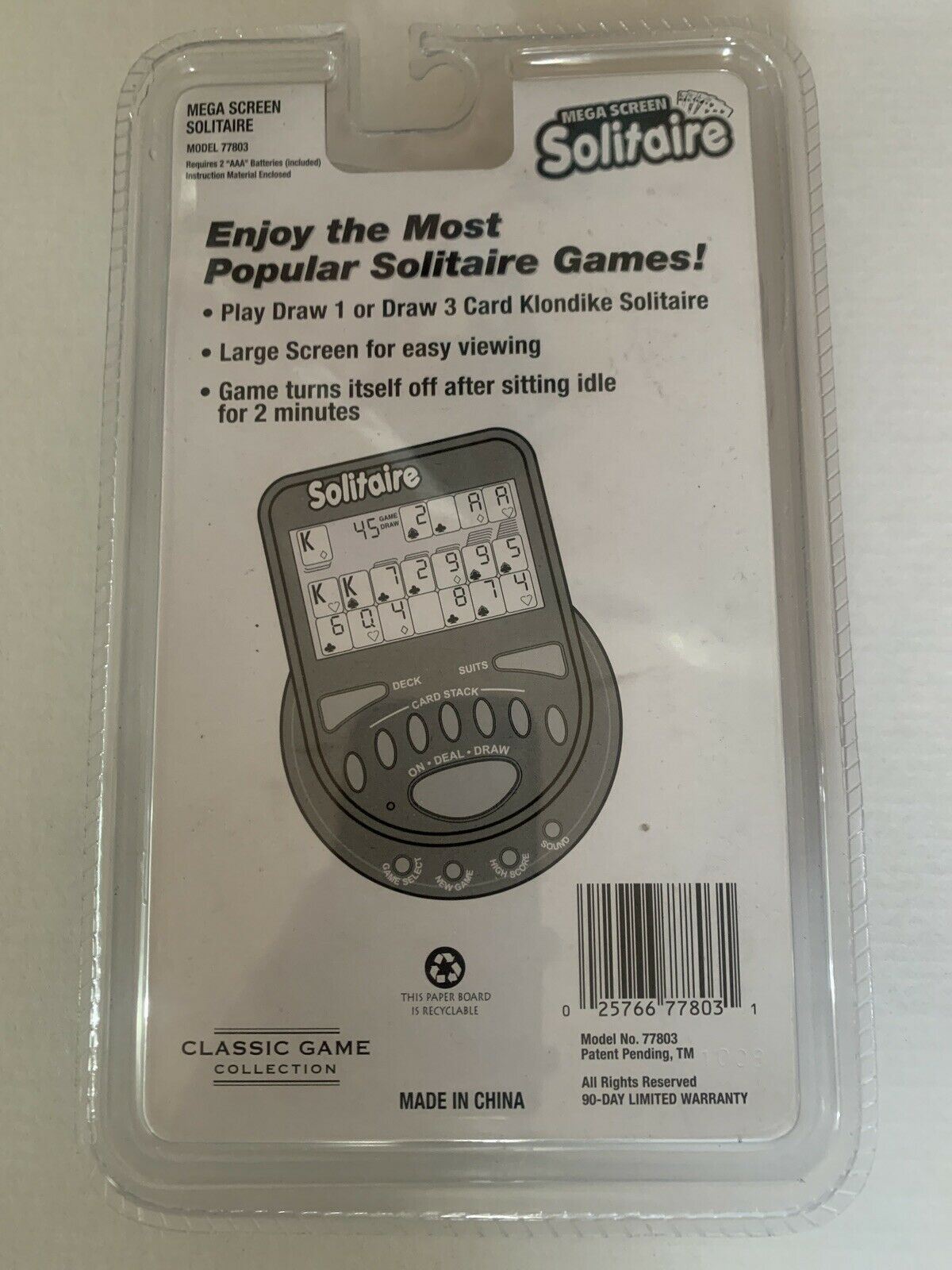 Solitaire Mega Screen Classic Game Collection Handheld Portable - Model 77803