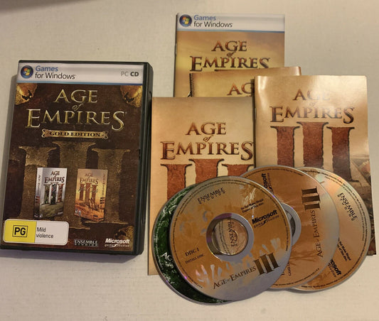 Age Of Empires 3 Gold Edition PC Game Windows PG 4 Discs Booklets Manuals Case