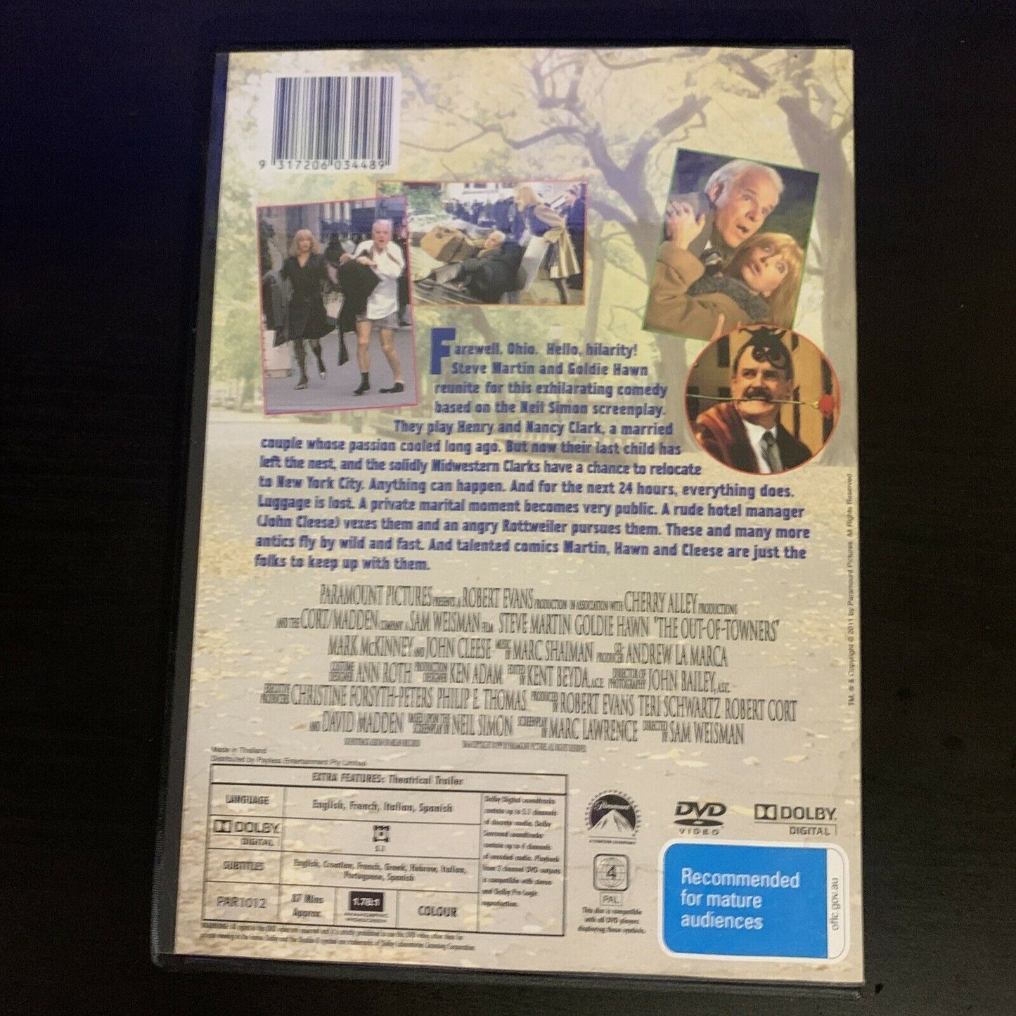 The Out Of Towners (DVD, 1999) Steve Martin, Goldie Hawn, John Cleese. Region 4