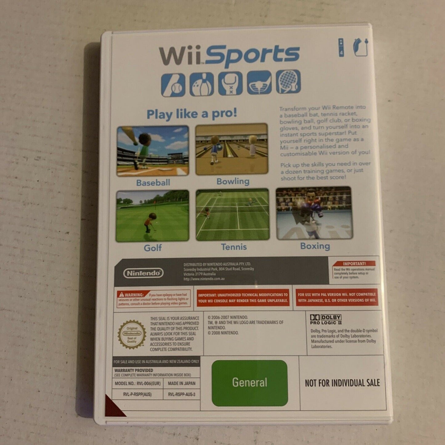 Wii Sports Nintendo Selects Game PAL With Manual