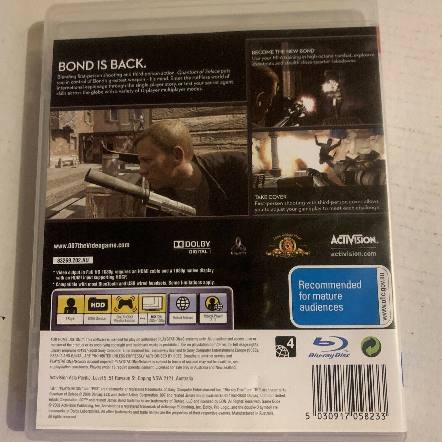 007 Quantum Of Solace PS3 Sony Playstation 3 Game Complete with Manual 2008