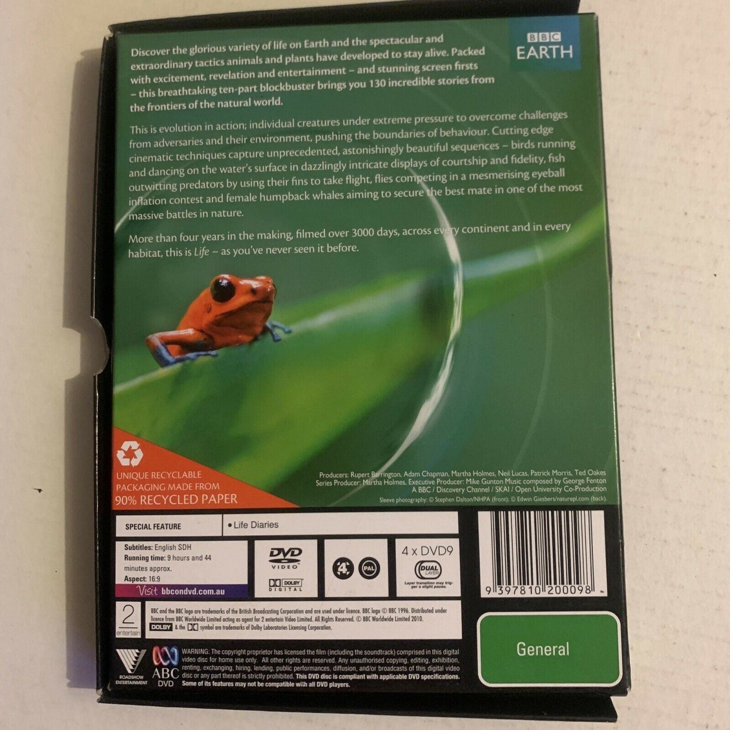 BBC Earth: Life (DVD, 2010, 4-Disc Set) David Attenborough. Region4,2