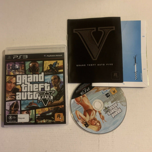 Grand Theft Auto Five GTA V 5 (PS3) w/ manual & Map