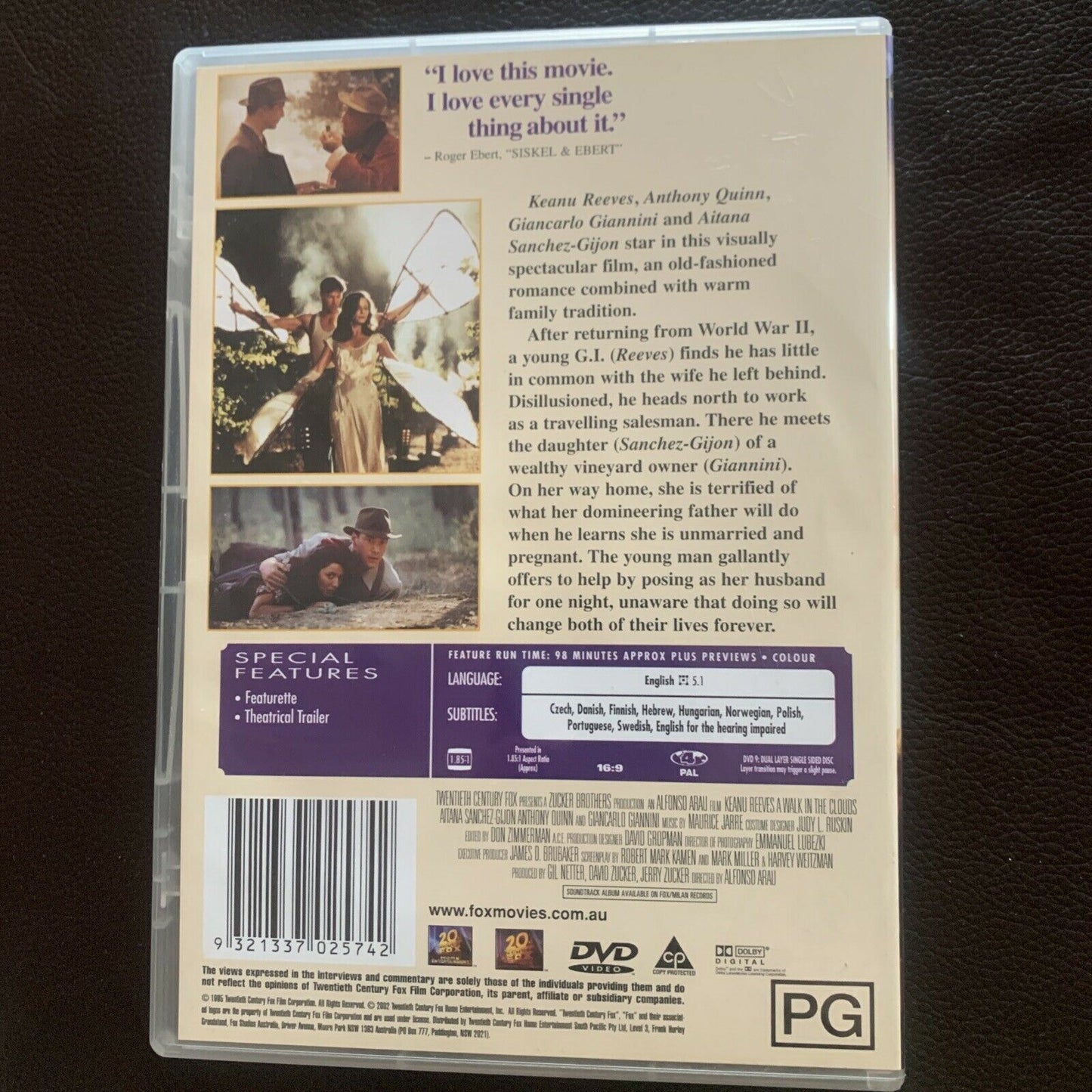 A Walk In The Clouds (DVD, 1995) Keanu Reeves, Anthony Quinn - Region 4