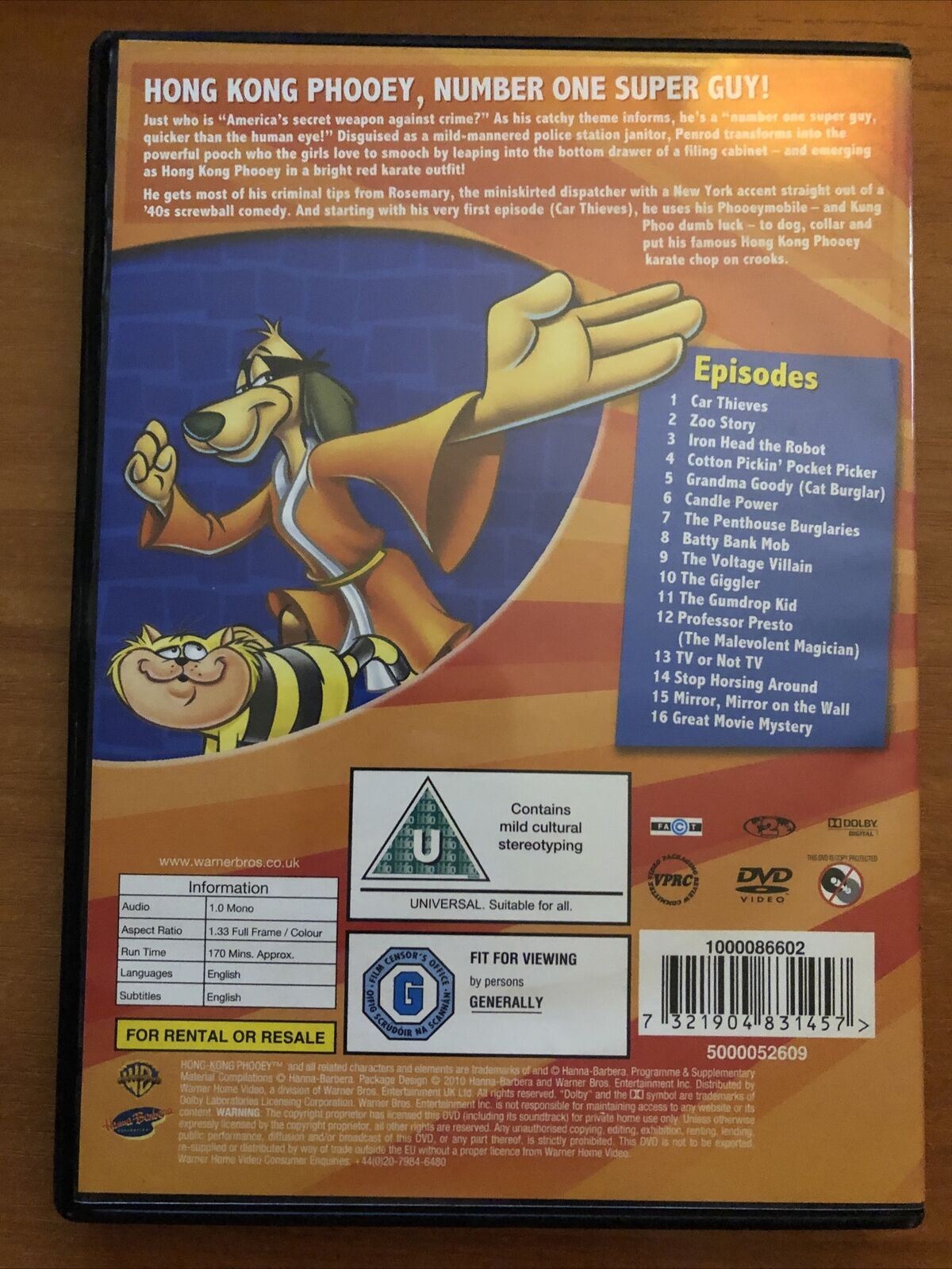 Hong Kong Phooey - Vol 1 (DVD, 1974) Region 2