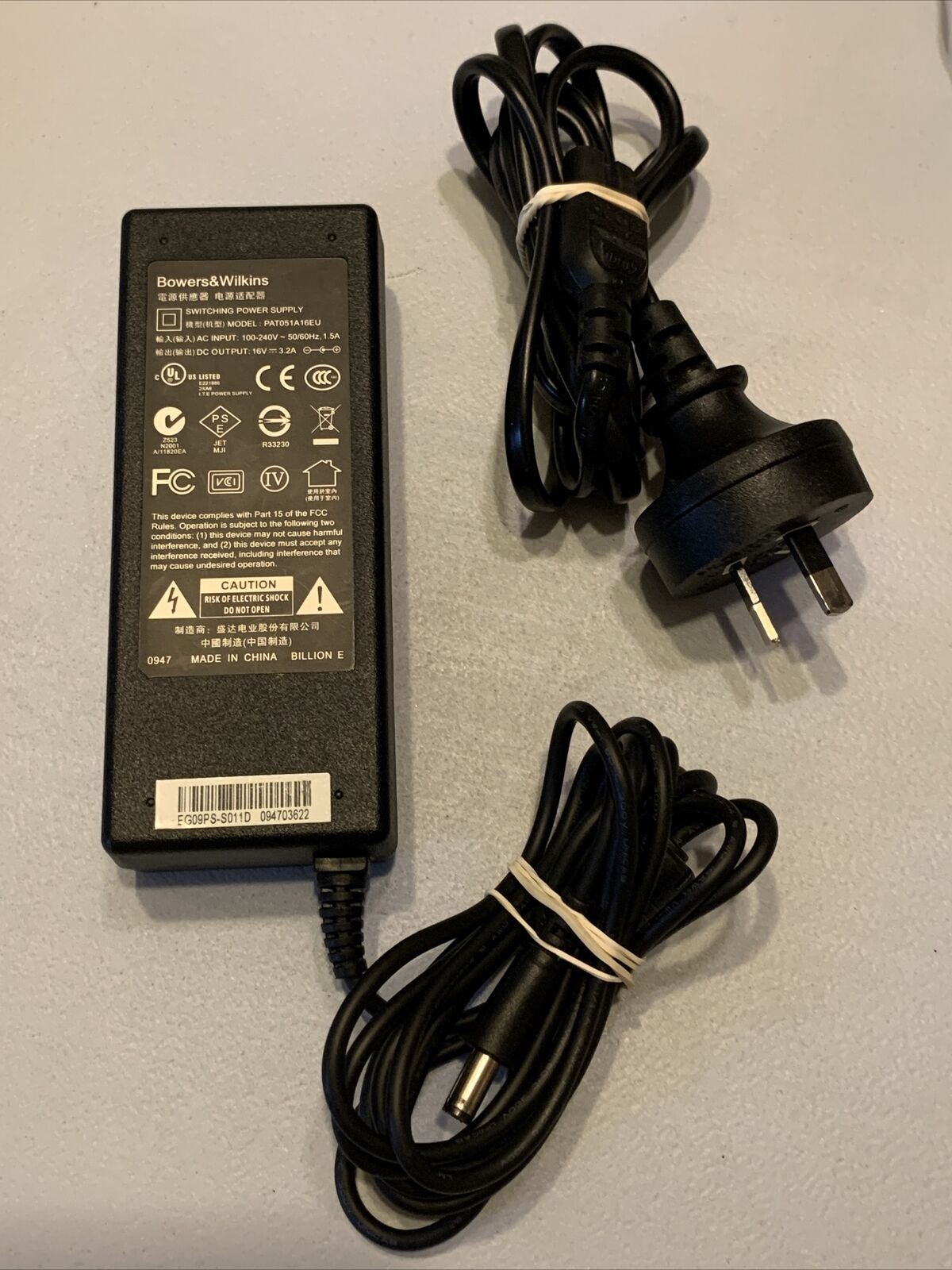 Bowers & Wilkins PAT051A16EU 16v 3.2a Power Supply