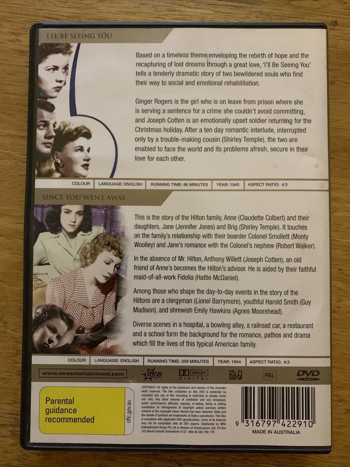 Shirley Temple: I'll Be Seeing You  / Since You Went Away (DVD, 1944) Region 4
