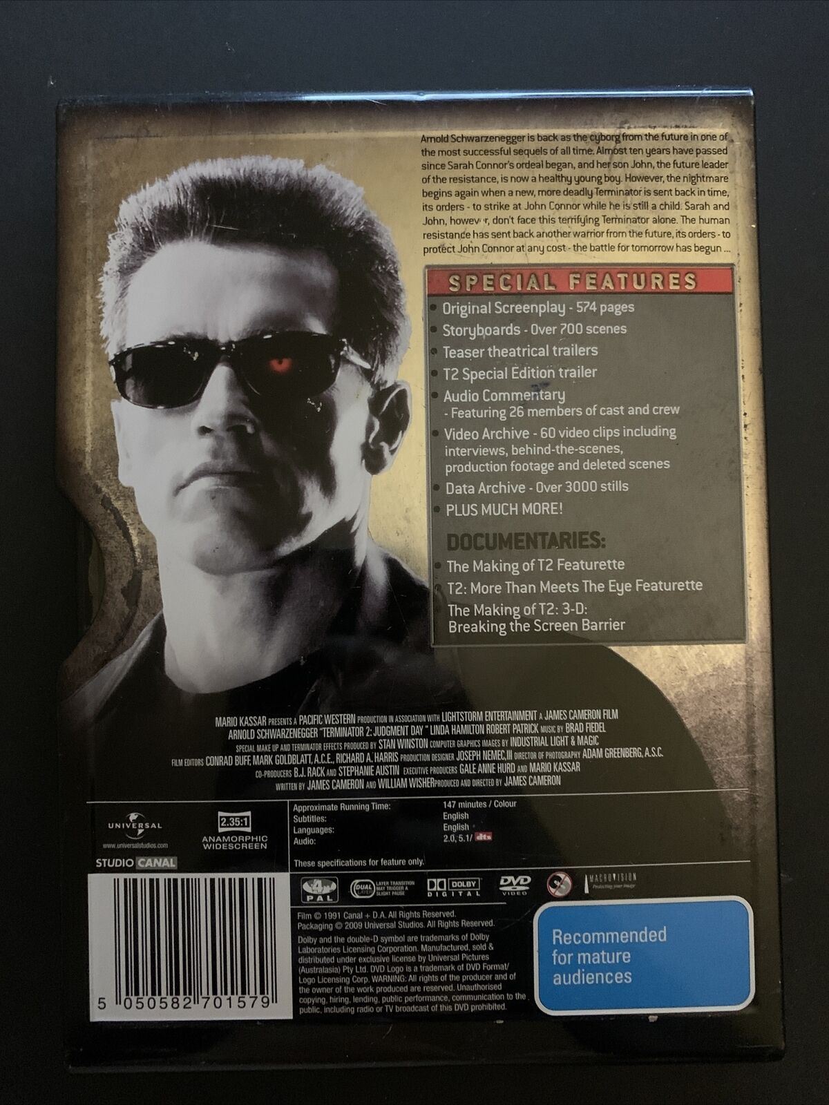 Terminator 2: Judgement Day - Ultimate Edition Steelbook (DVD, 1991) Region 4
