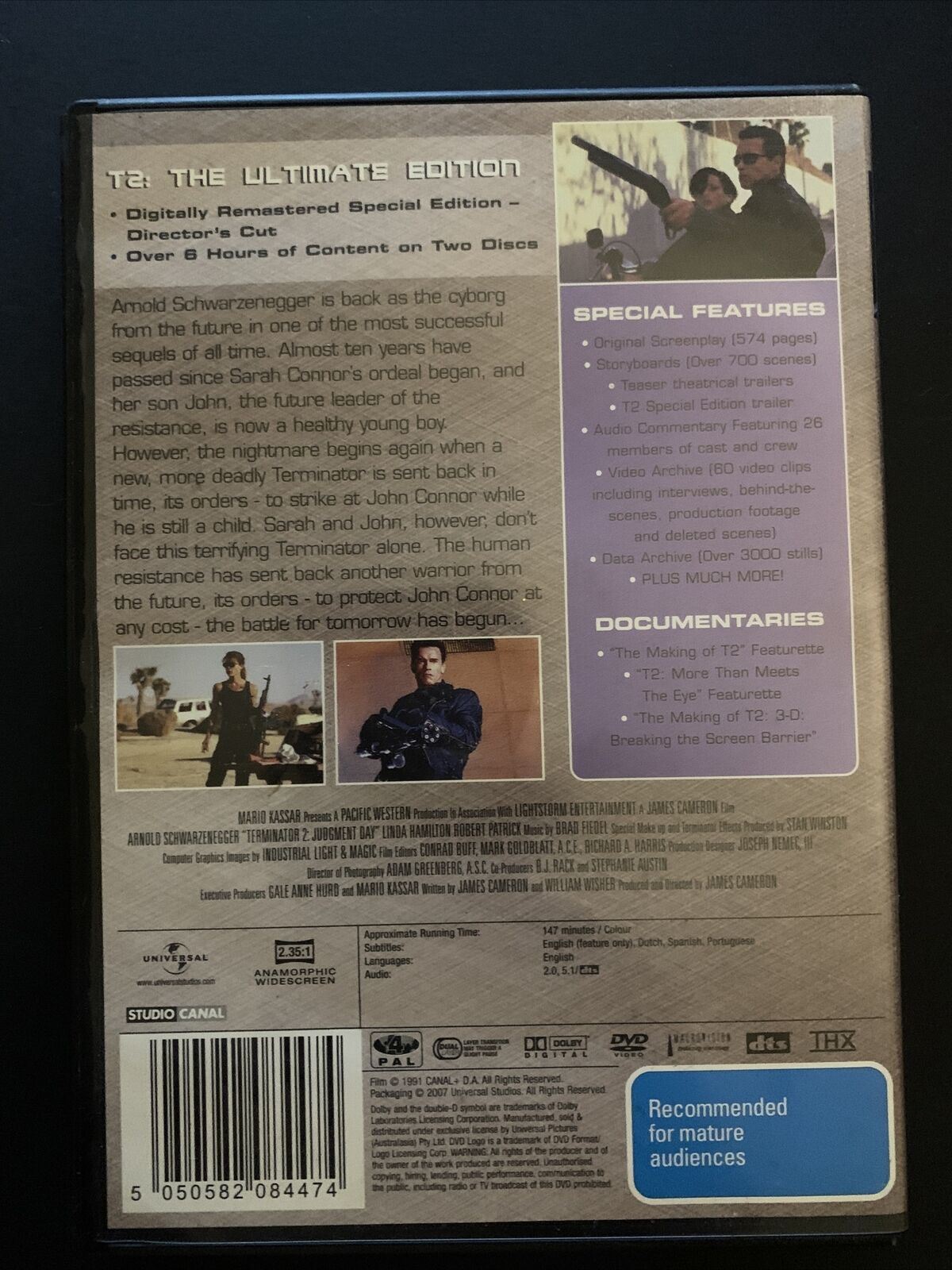 Terminator 2: Judgement Day - Ultimate Edition Steelbook (DVD, 1991) Region 4