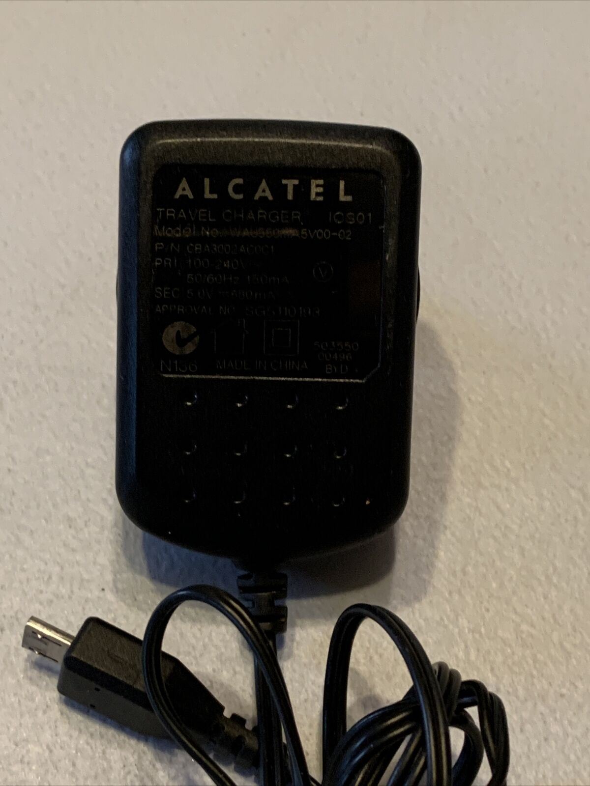 Genuine Alcatel Travel Charger WAU550mA5V00-02 MicroUSB