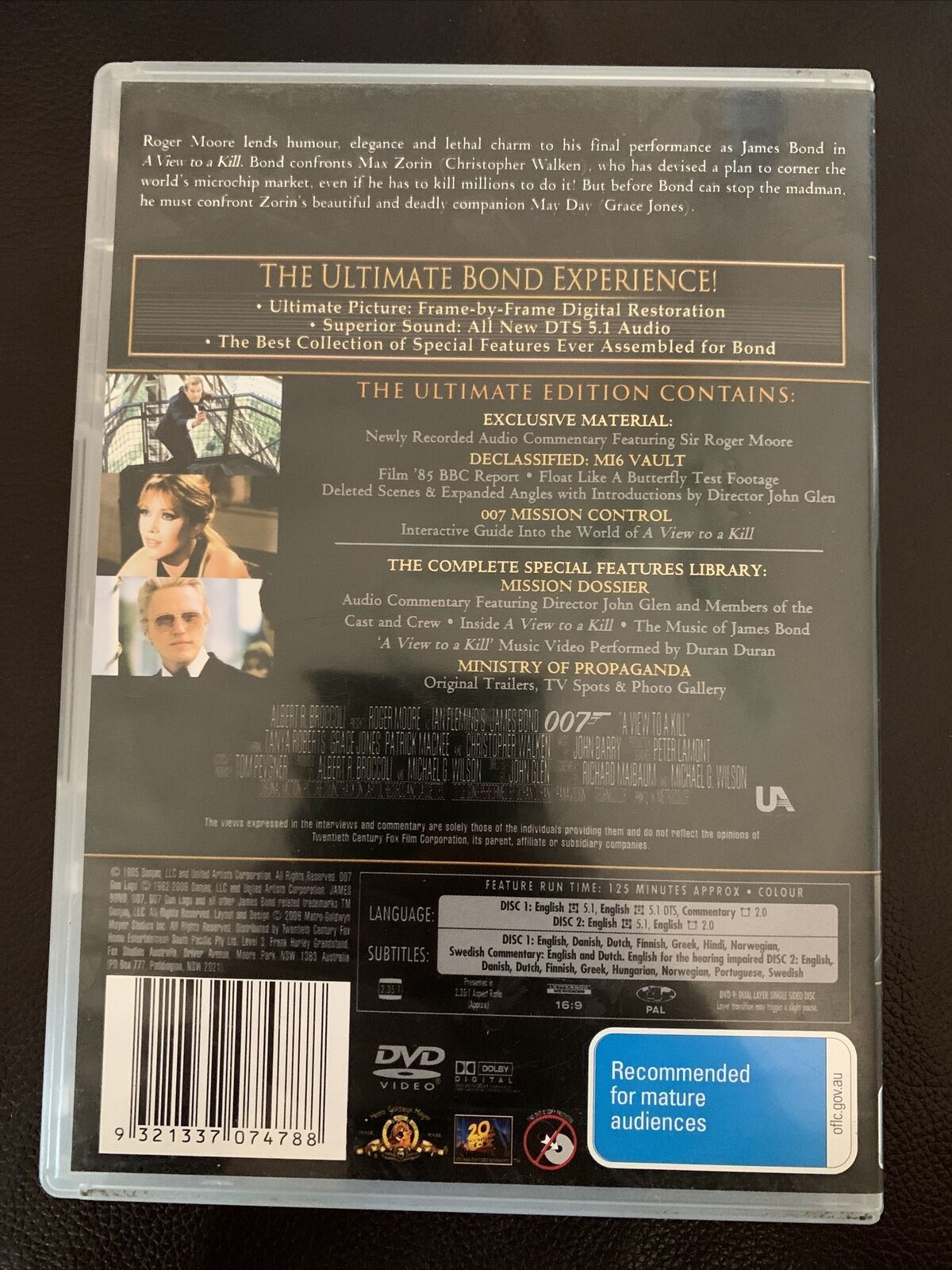 A View To A Kill - 007 Ultimate Edition (DVD, 1985, 2-Disc Set) Roger Moore