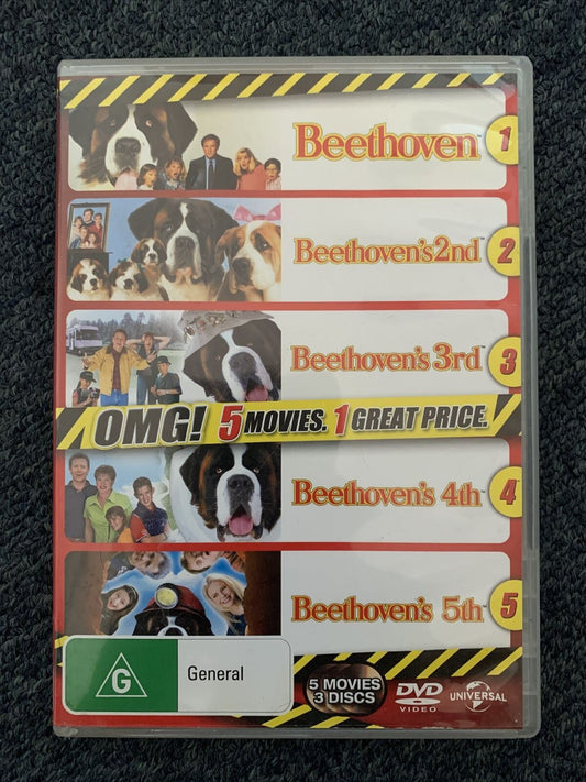 Beethoven 1,2,3,4,5 Movie Collection (DVD, 3 Disc Set) Region 2&4