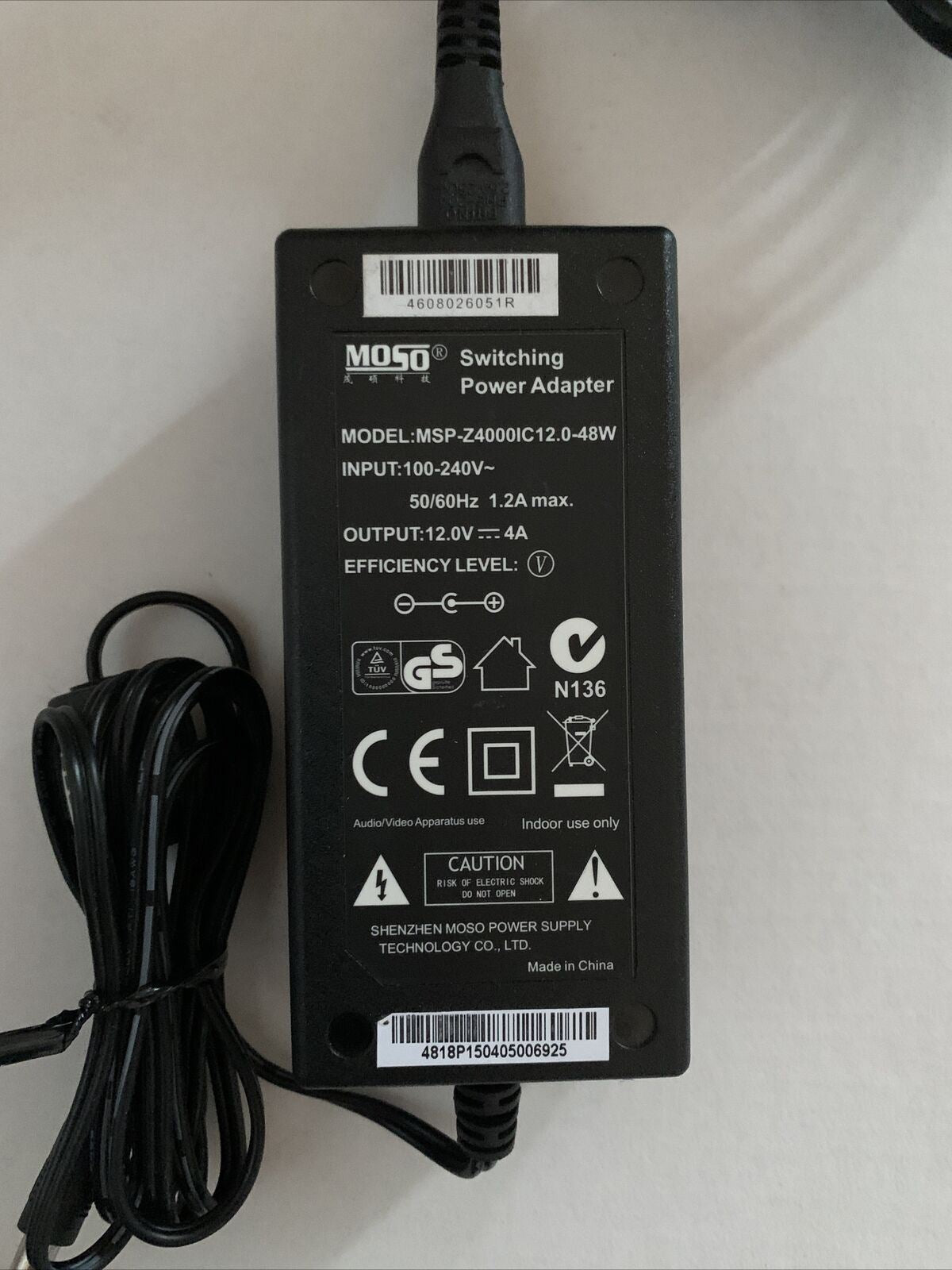 MOSO MSP-Z4000IC12.0-48W Switching Power Adapter 12v 4a