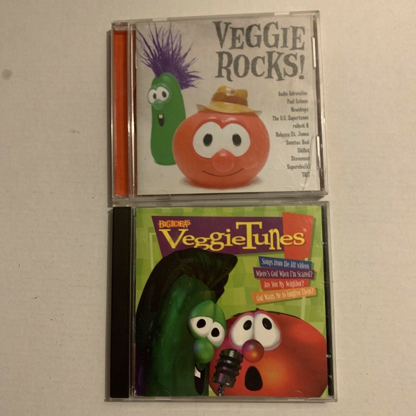 2x Veggie Tales - Veggie Tunes & Veggie Rocks! CD Audio