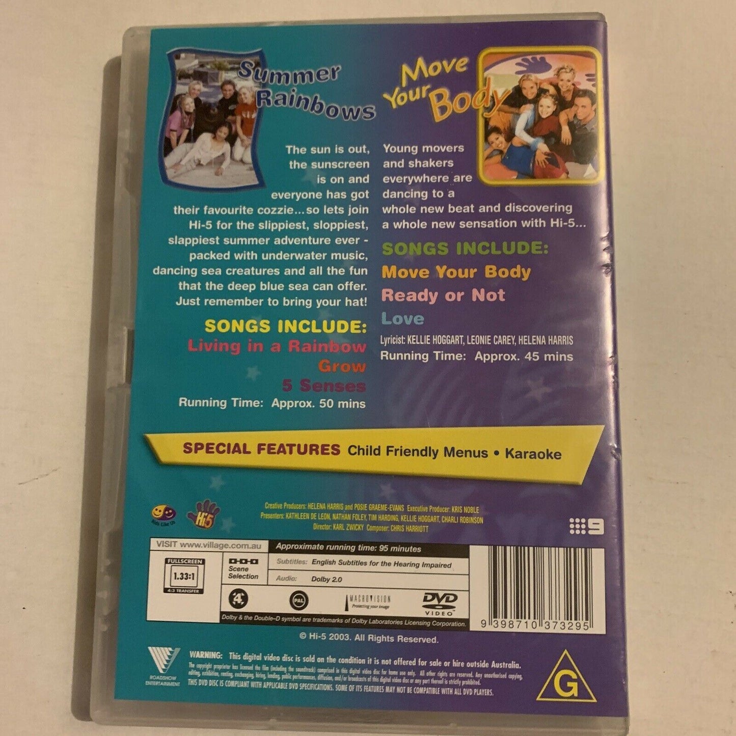 Hi-5: Move Your Body & Singer Rainbows (DVD, 2003) Region 4 – Retro Unit