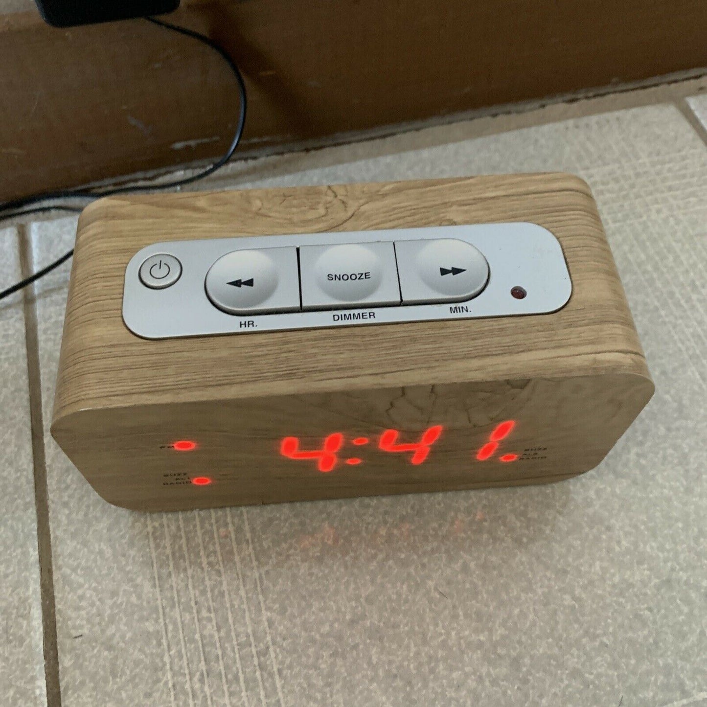 Home & Co - Beige Woodgrain FM Clock Alarm Radio CR-668PL