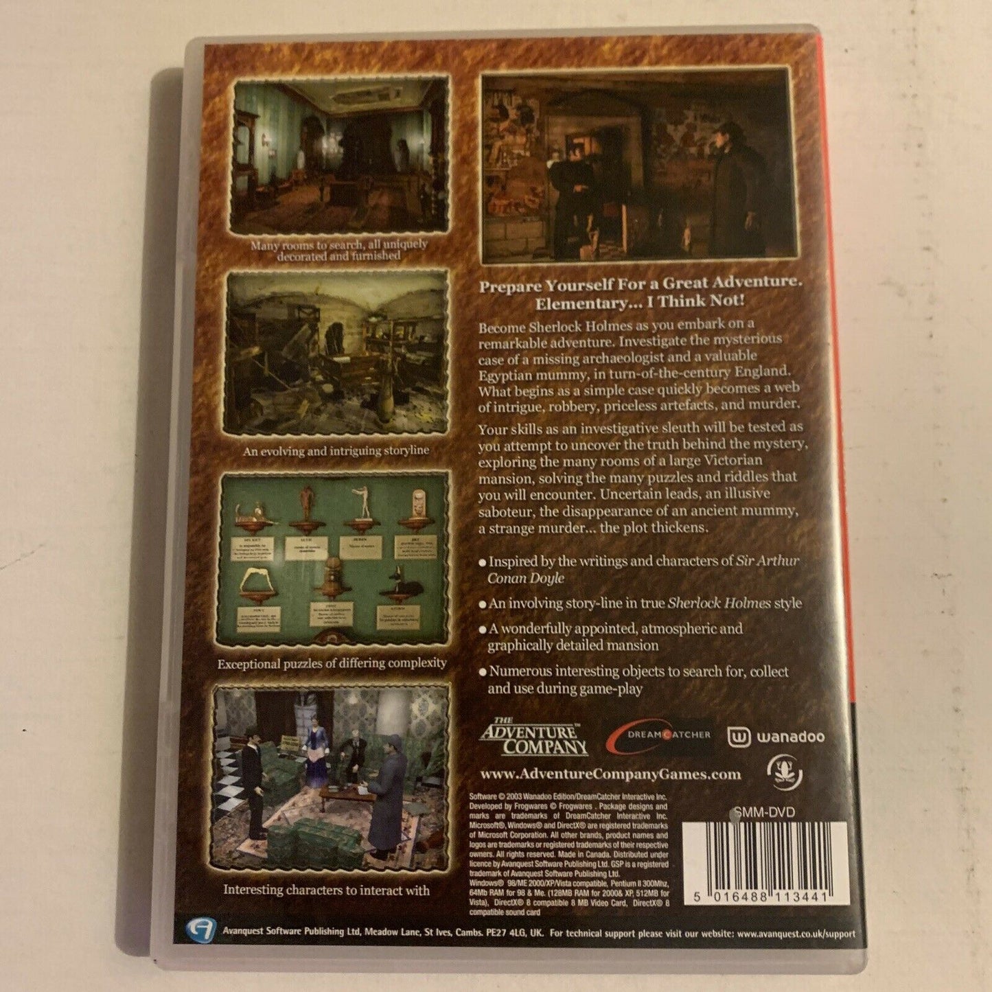 Sherlock Holmes - The Mystery Of The Mummy - PC Windows CDROM Hidden Object Game