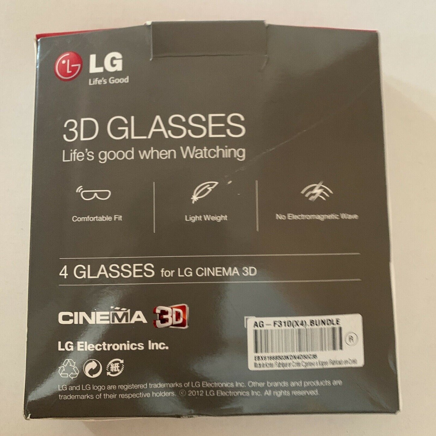 4x LG Cinema 3D Glasses For LG Cinema 3D AG-F310 Bundle