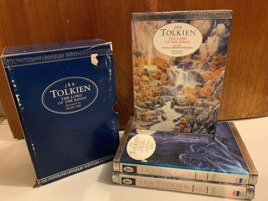 *Rare* JRR Tolkien The Lord Of The Rings Illustrated By Alan Lee 1992 3 Book Set