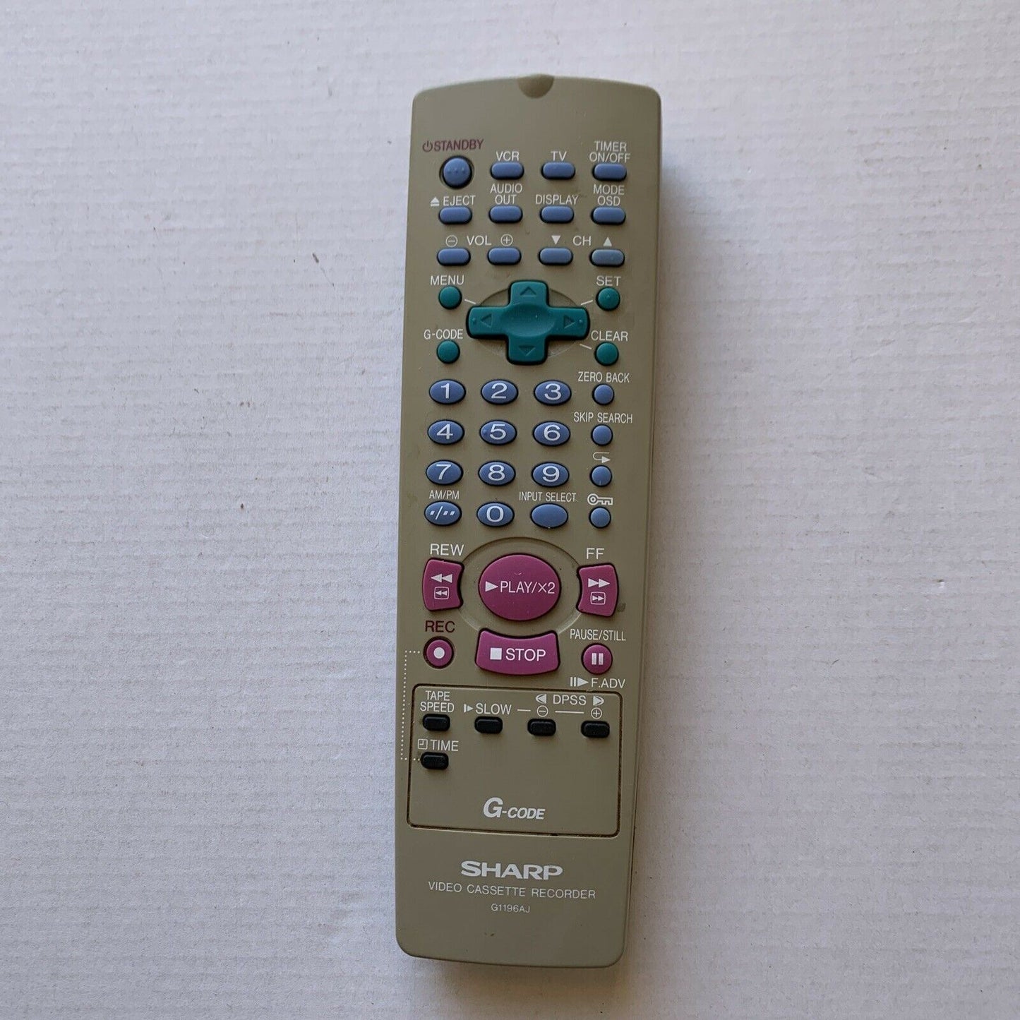 Genuine Sharp G1196AJ Video Cassette Recorder Remote Control