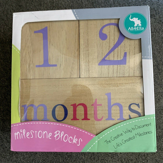 All4Ella Milestone Blocks - Woodgrain finish