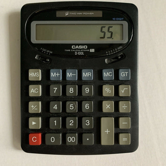 Casio D-100L Two Way Power - Solar Powered Calculator 10 Digit Large Display