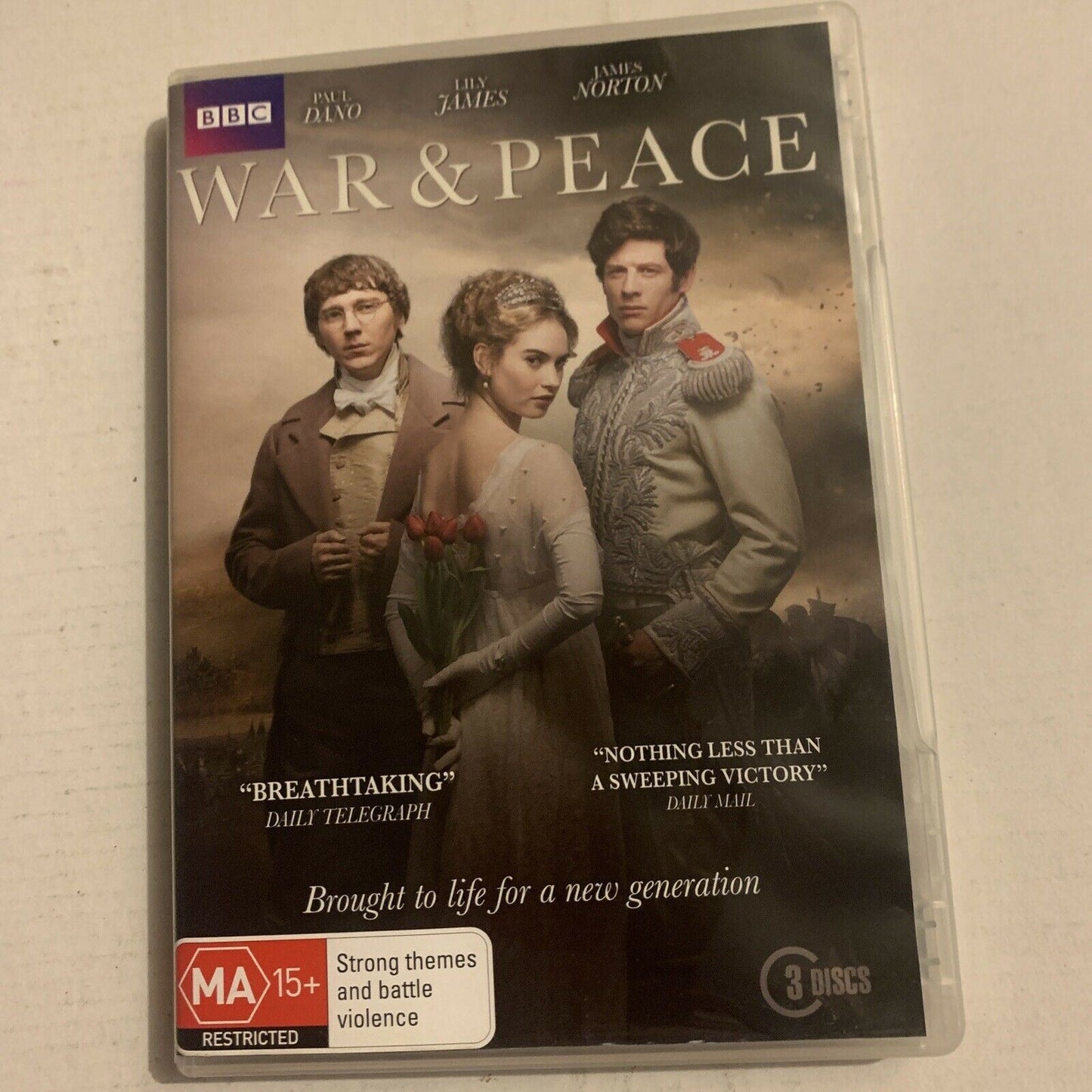 War And Peace : Complete Series (DVD, 2016, 3-Disc Set) James Norton Region 4,2