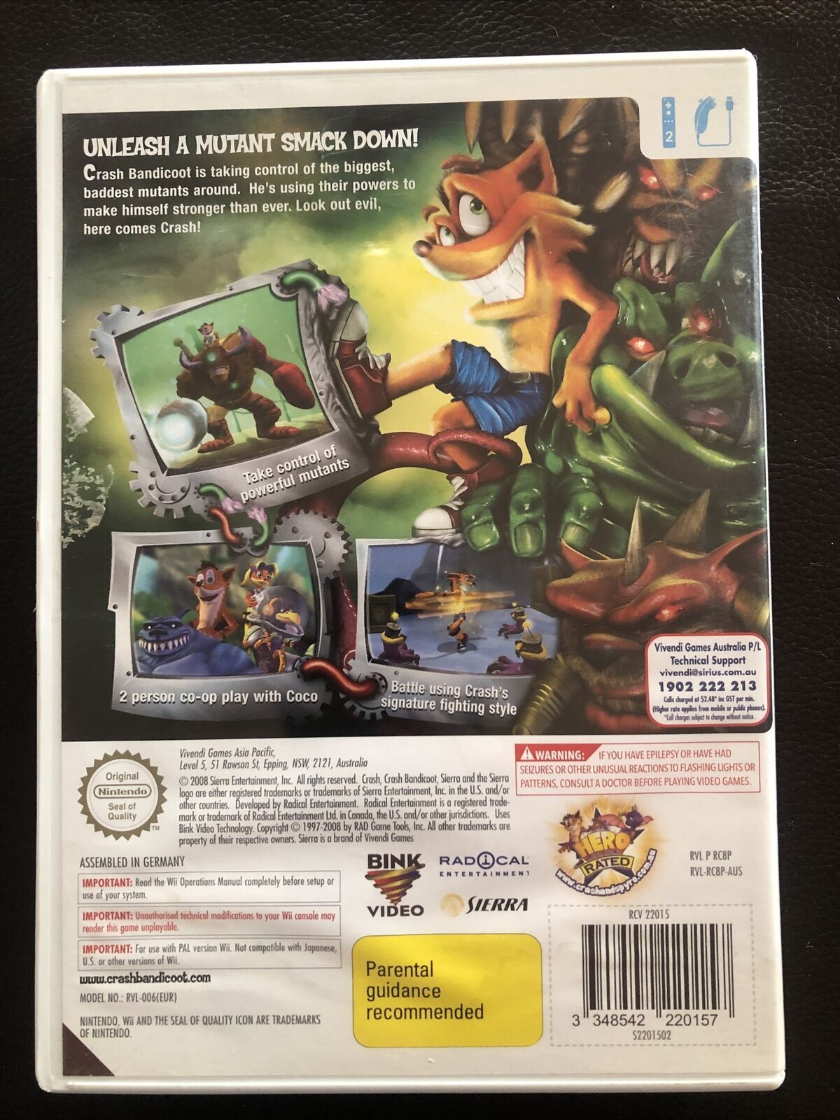 Crash: Mind Over Mutant - Nintendo Wii Game PAL Complete with Manual