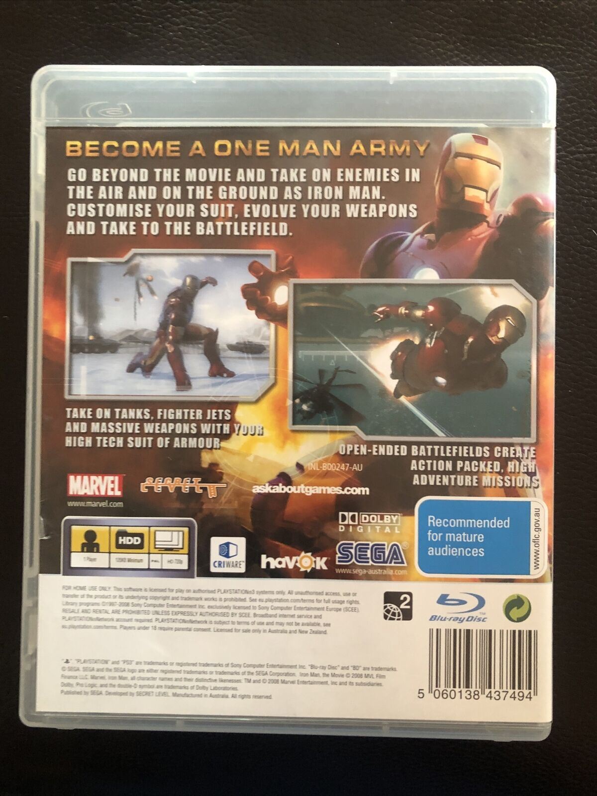 Iron Man - Sony PlayStation 3 PS3 Action Adventure Game w Manual