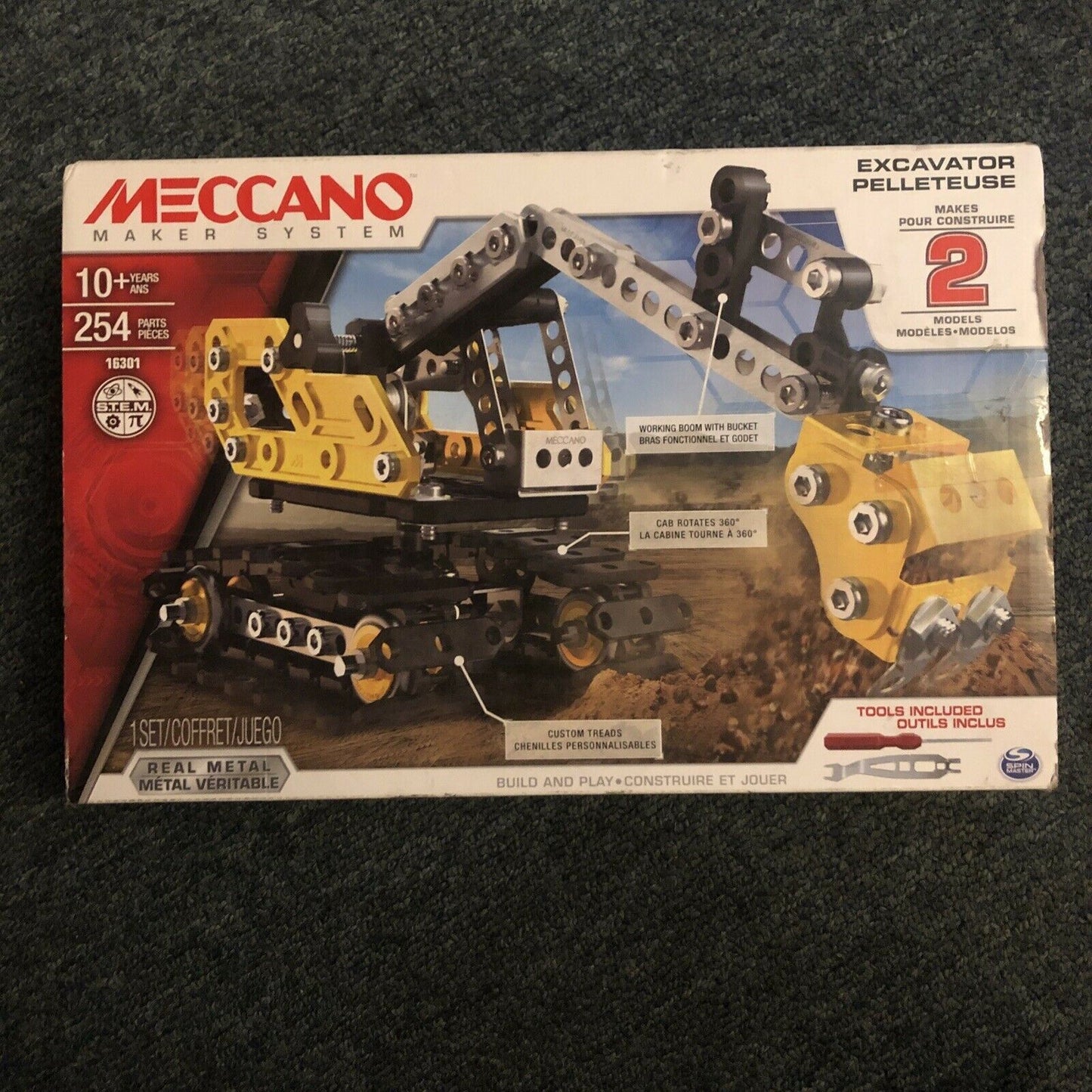 GENUINE MECCANO 2-in-1 Excavator & Bulldozer Model Set STEM Educational Toy