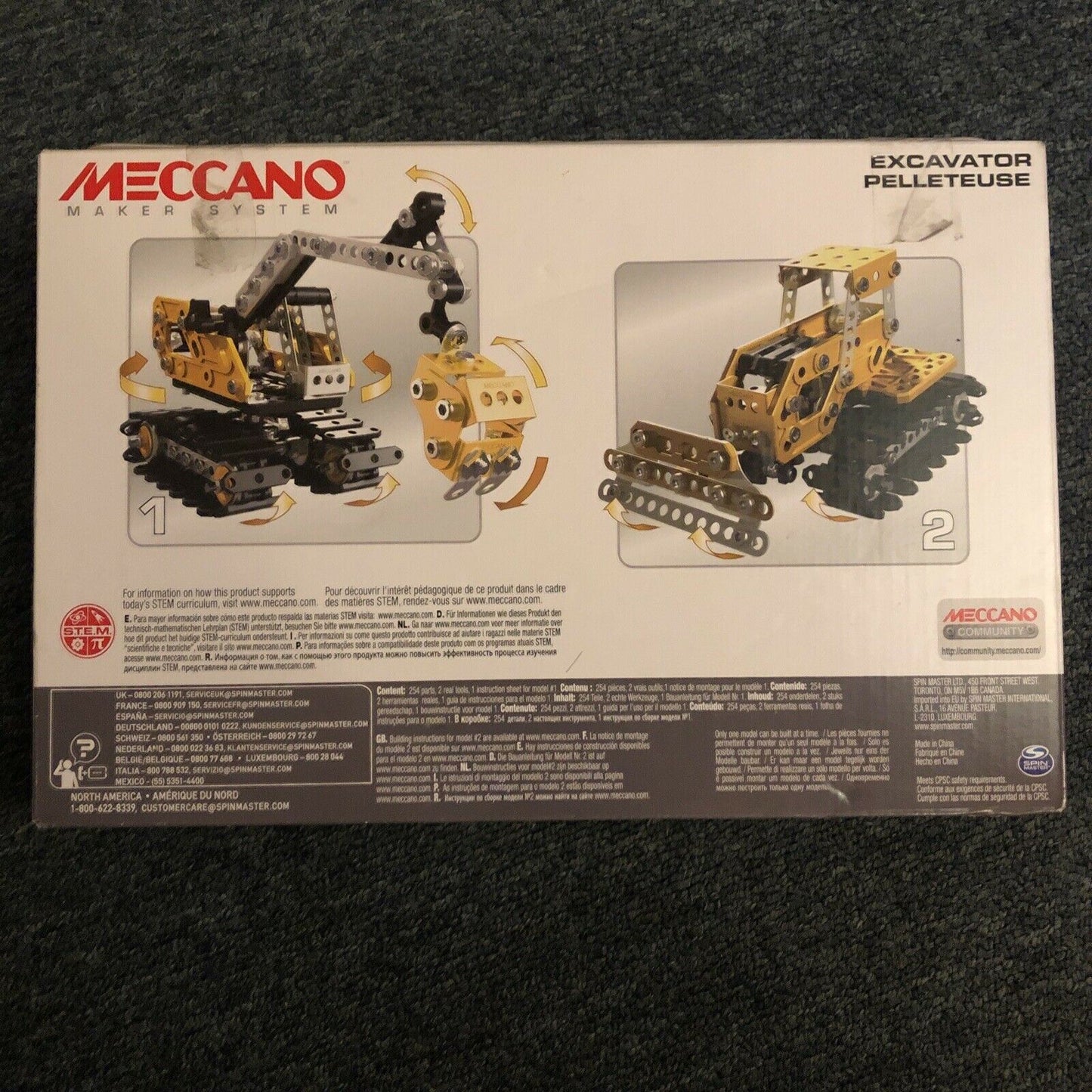 GENUINE MECCANO 2-in-1 Excavator & Bulldozer Model Set STEM Educational Toy