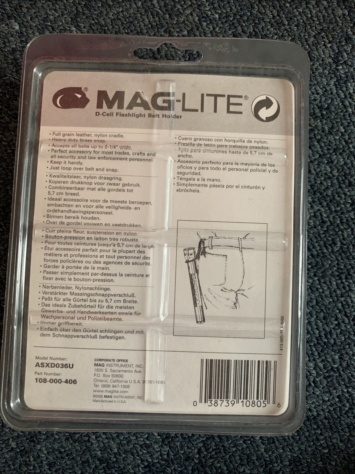 Genuine MAGLITE BELT HOLDER for D cell torch/flashlight