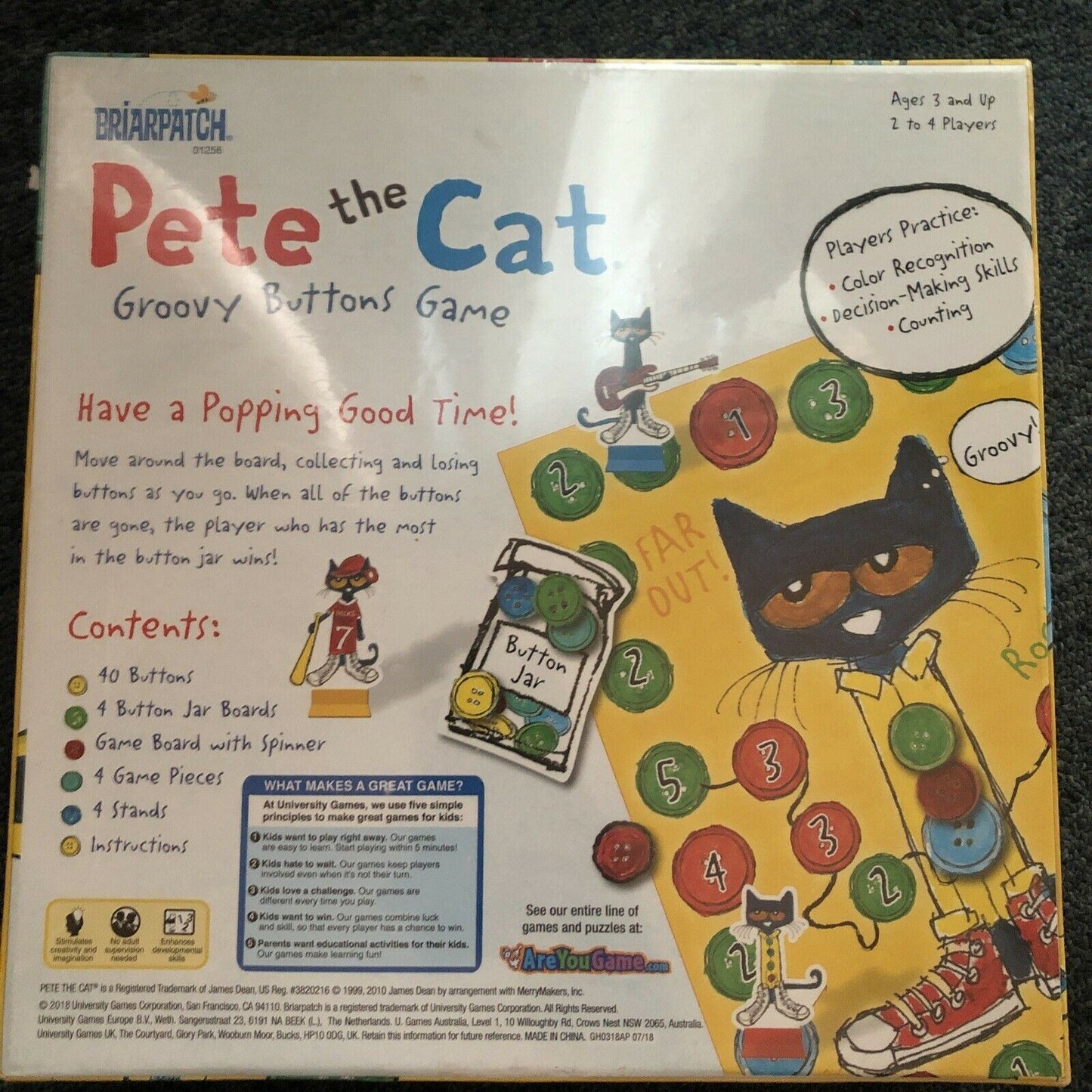 *New Sealed* Pete The Cat Groovy Buttons Game - Board Game