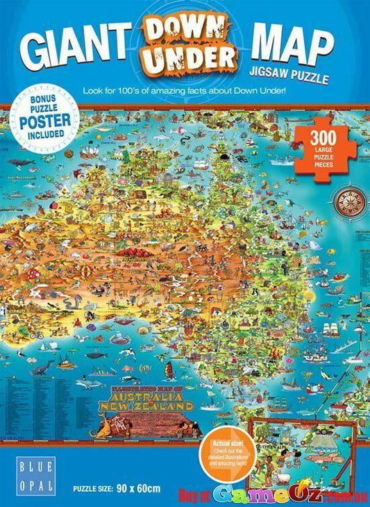 *New Sealed* Blue Opal Giant Map Down Under Jigsaw Puzzle - BL01880