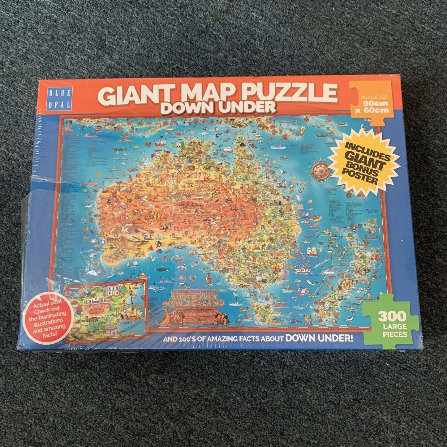 *New Sealed* Blue Opal Giant Map Down Under Jigsaw Puzzle - BL01880