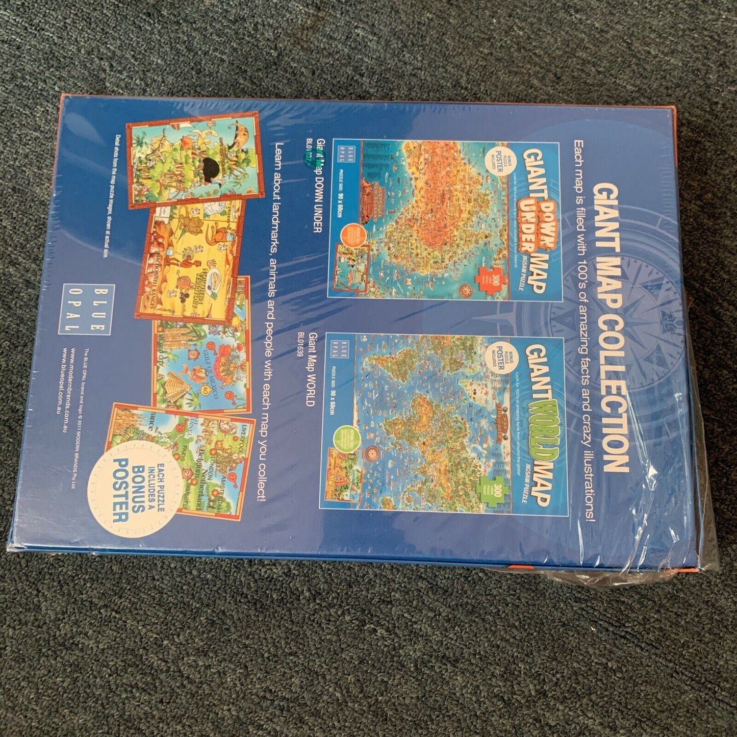 *New Sealed* Blue Opal Giant Map Down Under Jigsaw Puzzle - BL01880