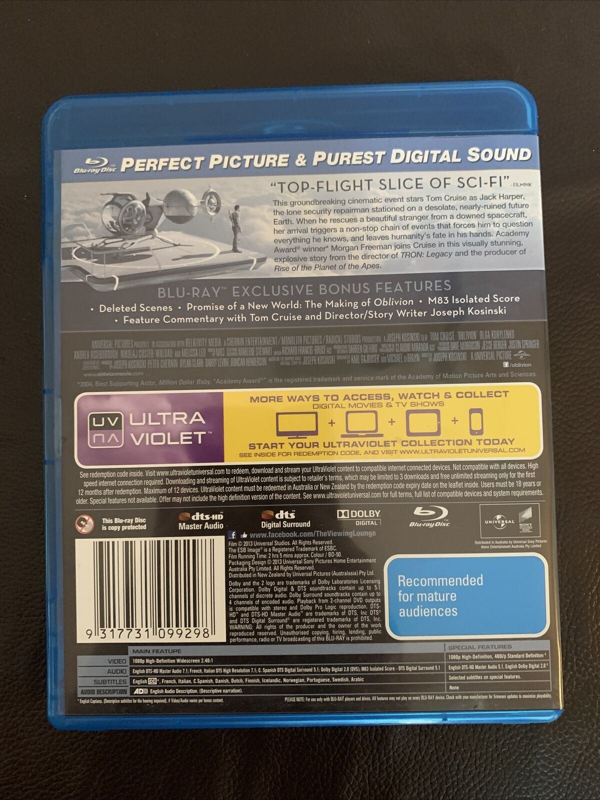 Oblivion (Blu-ray, 2013) Tom Cruise, Morgan Freeman, Olga Kurylenko