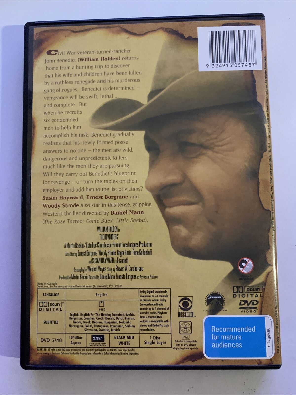 The Revengers (DVD, 1972) William Holden, Ernest Borgnine, Woody Strode. Region4