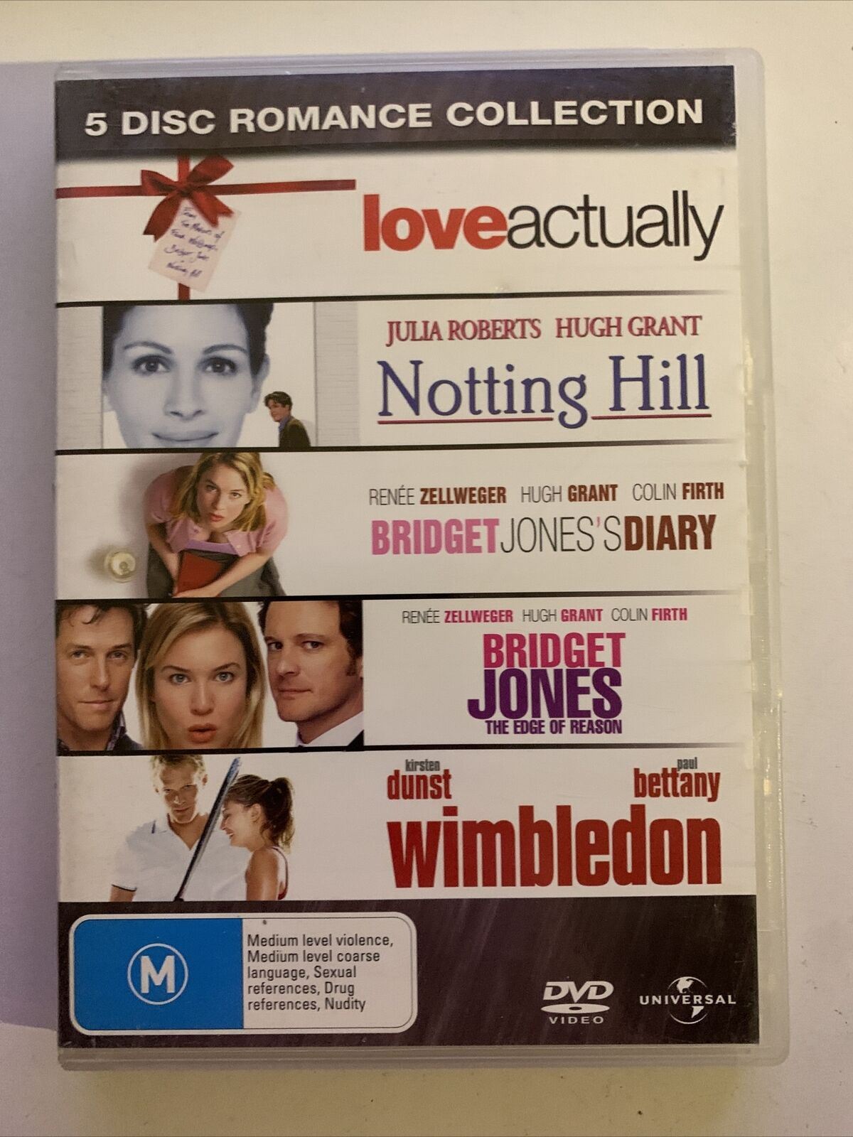 Love Actually / Notting Hill / Bridget Jones Diary 1 & 2 / Wimbledon DVD Region4