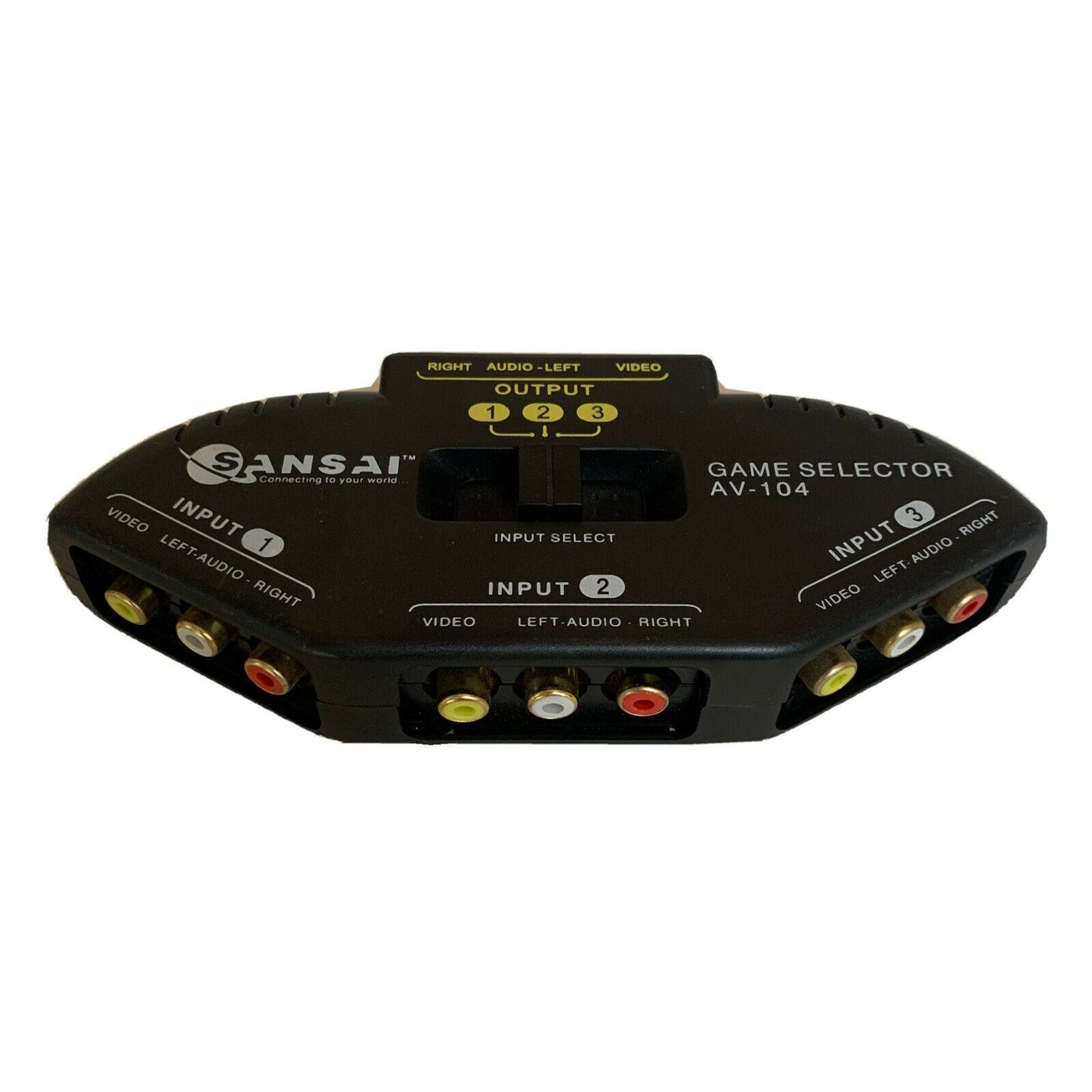 SANSAI 3 Way Splitter RCA Audio Video AV Signal Switch Box Selector Model AV-104