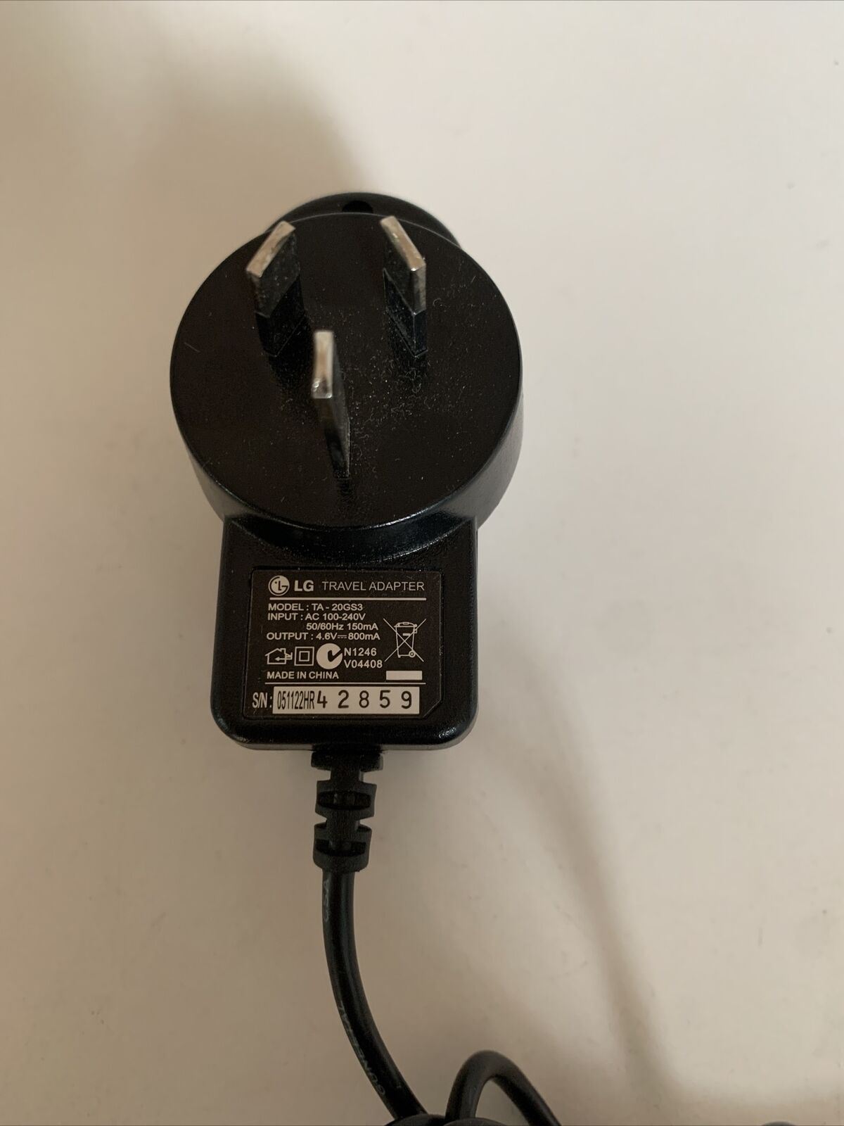 Genuine LG Travel Adapter TA-20GS3 AC Adapter