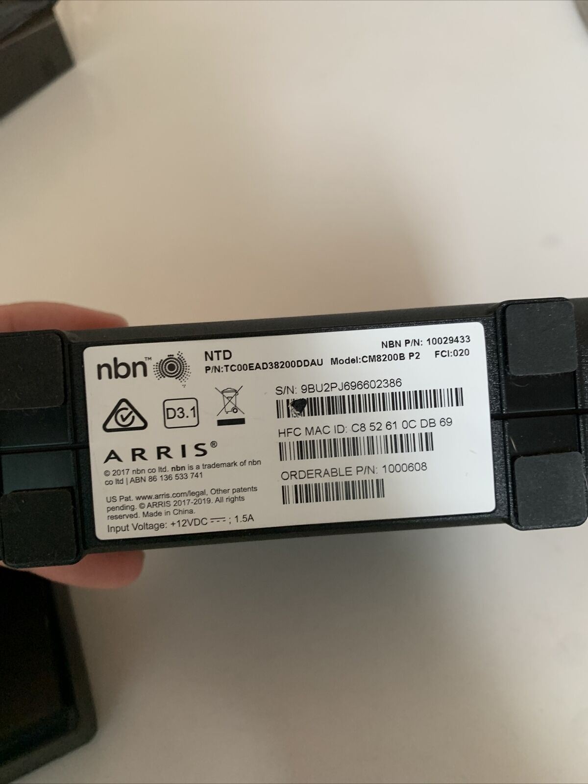 NBN ARRIS CM8200B 5Gbps Cable Modem