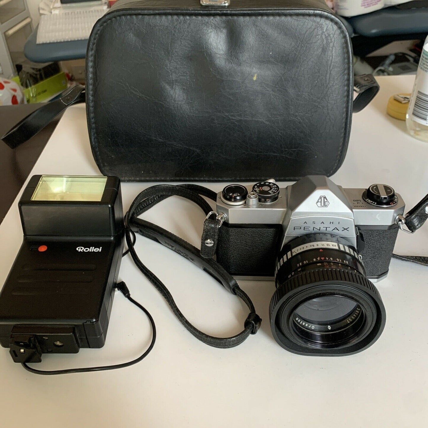 Asahi Pentax SP500 SLR Super-Takumar 55mm f2, leather case Vintage Film Camera