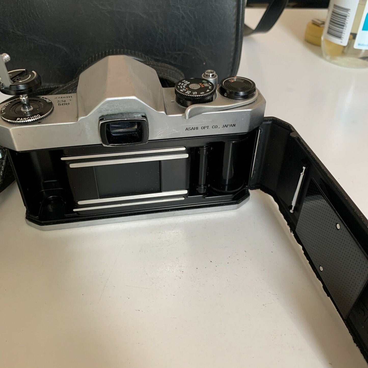 Asahi Pentax SP500 SLR Super-Takumar 55mm f2, leather case Vintage Film Camera