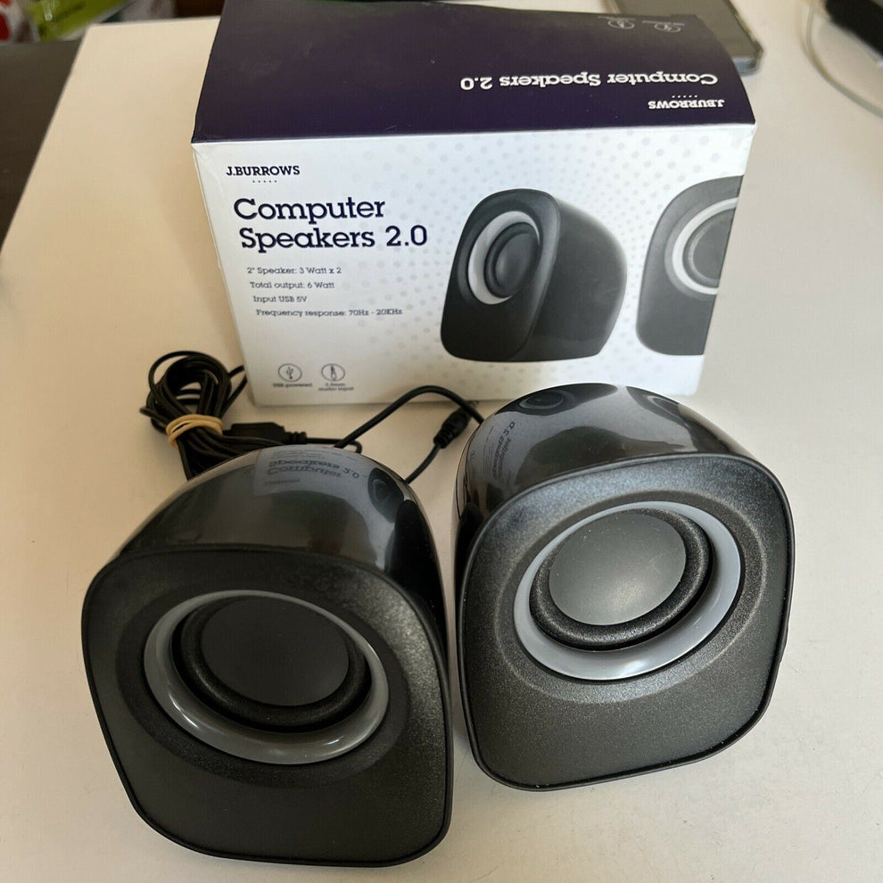 J. Burrows Computer Speakers 2.0 USB Powered Retro Unit