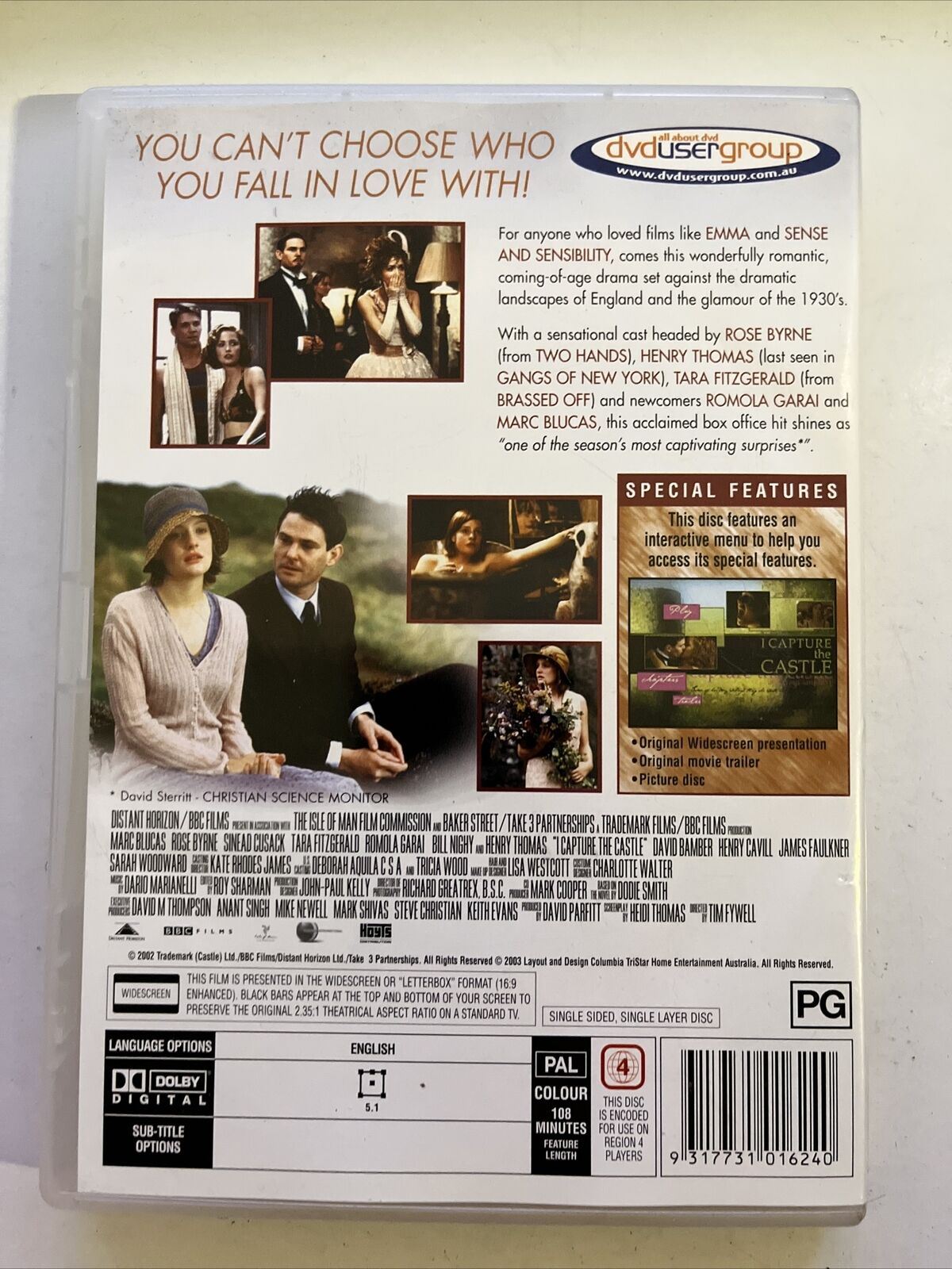 I Capture The Castle (DVD, 2003) Marc Blucas, Rose Byrne, Sinead Cusack. Region4